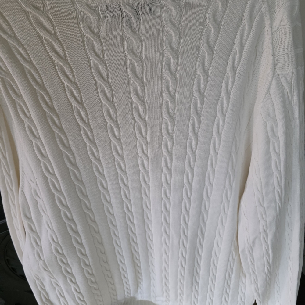 Brooks Brothers White Cable Knit Turtleneck Sweater